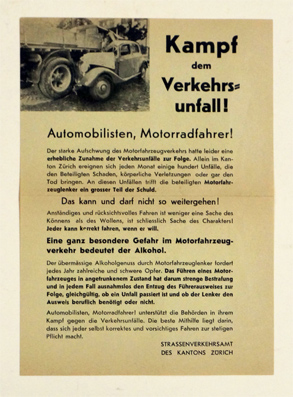 Kampf dem Verkehrsunfall!  Automobilisten, Motoradfahrer!