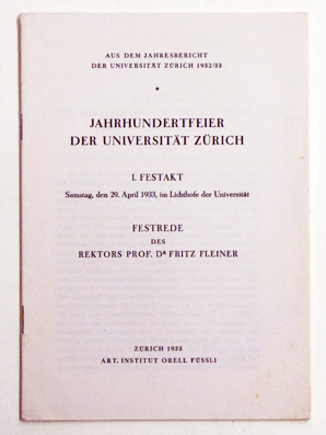 Jahrhundertfeier der Universität Zürich
