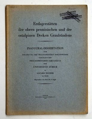 Erzlagerstätten der obern penninischen und der ostalpinen Decken Graubündens.