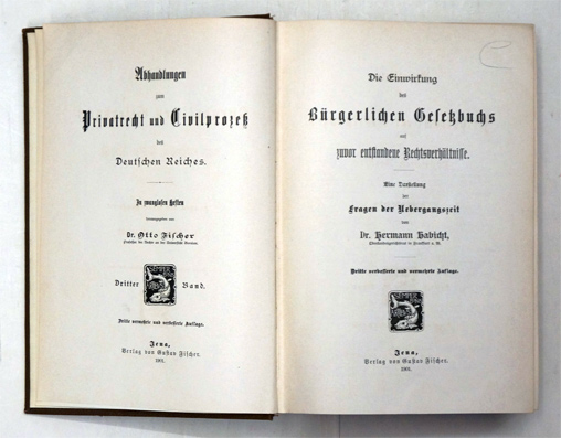 Die Einwirkung des Bürgerlichen Gesetzbuchs auf zuvor entstandene Rechtsverhältnisse.