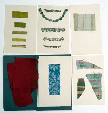 Sammlung von alten Tapeten- oder Stoffmustern 17–18 Jht.