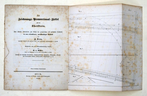 Der Zeichnungs-Proportional-Zirkel und der Theilkreis : zwei nützliche Instrumente zum Behuf des geometrischen und praktischen Zeichnens, in neu erfundener zweckmässiger Gestalt von H. Bräm ... / beschrieben und mit Gebrauchsanleitung versehen von G. v. E