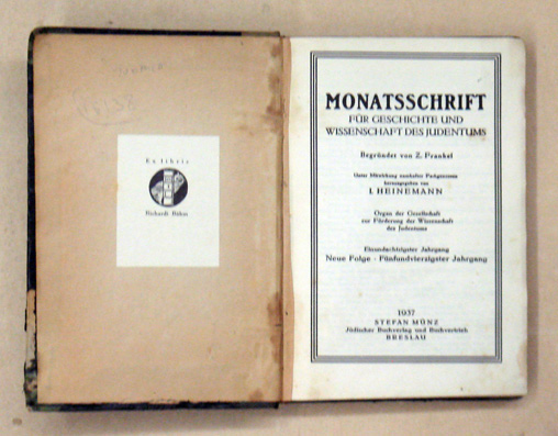 Monatsschrift f. Geschichte u. Wissenschaft des Judentums. Organ der Gesellschaft zur Förderung der Wissenschaft des Judentums