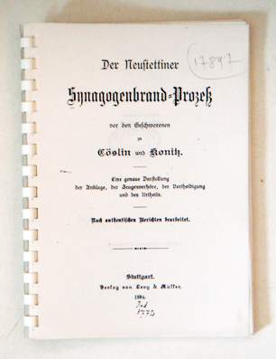 Der Neustettiner Synagogenbrand-Prozess vor den Geschworenen zu Cöslin und Konitz