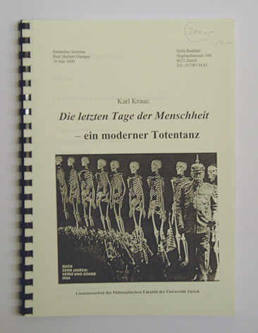Die letzten Tage der Menschheit - ein moderner Totentanz