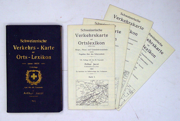 Schweizerische Verkehrs-Karte mit Orts-Lexikon