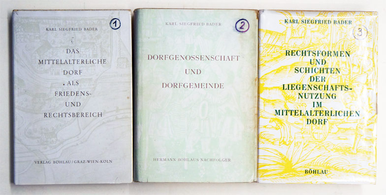 Studien zur Rechtsgeschichte des mittelalterlichen Dorfes. 1.- 3 Teil (3 Bde.)