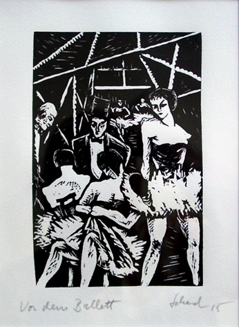 6 signierte Original-Holzschnitte 1915-1917. Vor dem Ballett; Verräterin; Mme. de B.; Midinette; Mrs. de Marville; Selbstbildnis