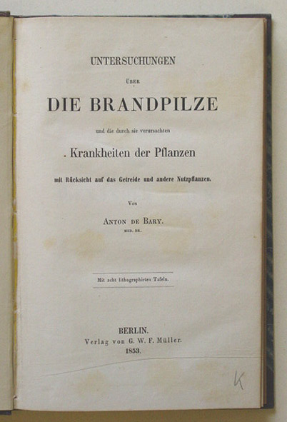 Untersuchungen über die Brandpilze und die durch sie verursachten Krankheiten der Pflanzen mit Rücksicht auf das Getreide und andere Nutzpflanzen