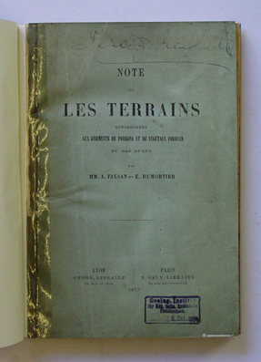 Note sur les terrains subordonnées aux gisement de poissons et de végétaux fossiles du Bas-Bugey