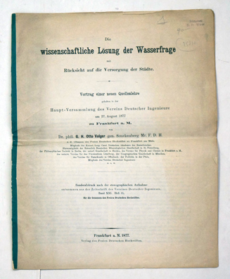 Die wissenschaftliche Lösung der Wasserfrage mit Rücksicht auf die Versorgung der Städte