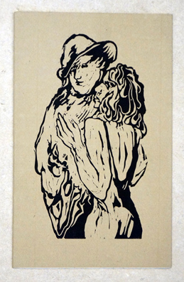 Pauls Frau (Ausschnitt) mit drei Original-Lithographien von Jan Prein