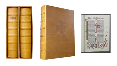 Faksimile - Johannes Gutenbergs zweiundvierzigzeilige Bibel (Gutenberg-Bibel). Farbige Voll-Faksimileausgabe des zweibändigen Pergamentexemplars der Staatsbibliothek Preußischer Kulturbesitz Berlin (Signatur Inc. 1511). 2 Bände u. Kommentarband. 