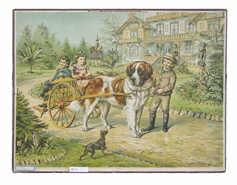 Schulwandbild - [Hundewagen mit Kindern]