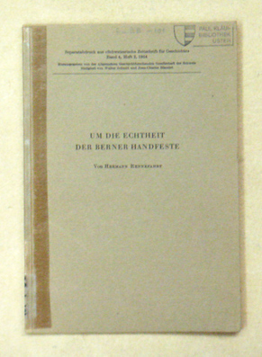 Um die Echtheit der Berner Handfeste
