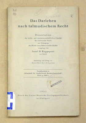 Das Darlehen nach talmudischem Recht