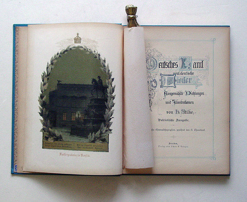 Deutsches Land und deutsche Lieder. Bilder entworfen von Hermine Stilke. Ausgewählte Dichtungen mit Illustrationen. Fünfzehn Chromolithographien, gezeichnet von G. Theuerkauf und chromolithographiert von W. Loeillot