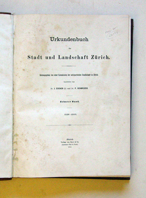 Urkundenbuch der Stadt und Landschaft Zürich
