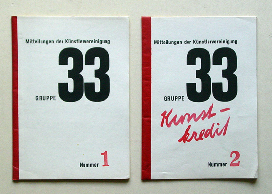Mitteilungsblatt der Künstlervereinigung 33 Hefte: 1(Okt. 19419 u. 2 (Dez. 1941) - 2 Hefte
