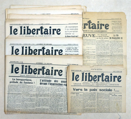 Le libertaire (Konvolut von 18 Nummern, zwischen 1927-1945)
