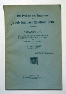 Das Problem des Tragischen bei Jakob Michael Reinhold Lenz