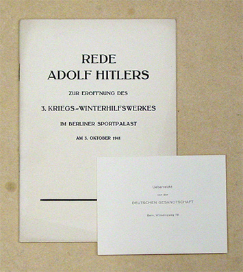 Rede Adolf Hitlers zur Eröffnung des 3. Kriegs-Winterhilfswerkes im Berliner Sportpalast am 3. Oktober 1941