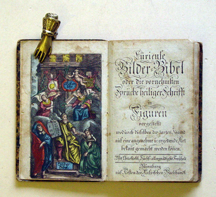 Cürieuse Bilder-Bibel oder Die vornehmsten Sprüche heiliger Schrifft in Figuren vorgestellt, wodurch dieselben der zarten Jugend auf eine angenehme und ergötzende Art bekannt gemacht werden können