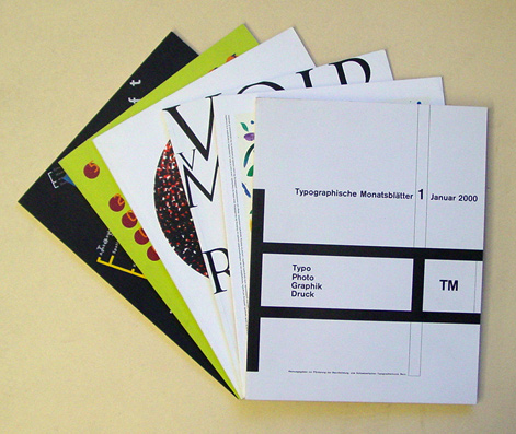 Typografische [Typographische] Monatsblätter TM - Revue suisse de l‘imprimerie RSI - Swiss typographic monthly magazine. 2000,  Nr. 1-6 in 6 Heften, compl.