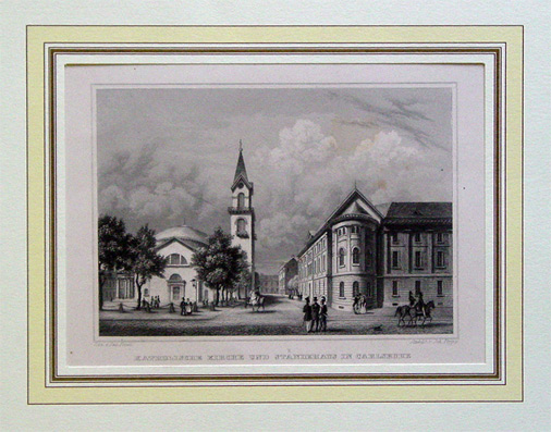 Katholische Kirche und Staendehaus in Carlsruhe [Karlsruhe]