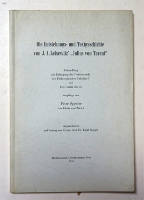 Die Entstehungs- und Textgeschichte von J. A. Leisewitz’ «Julius von Tarent»