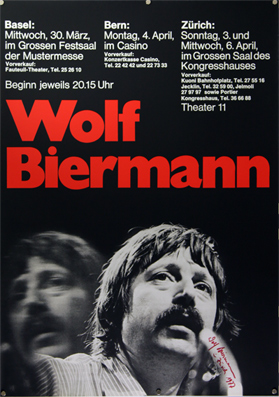 Plakat - Wolf Biermann - Basel, Bern, Zürich
