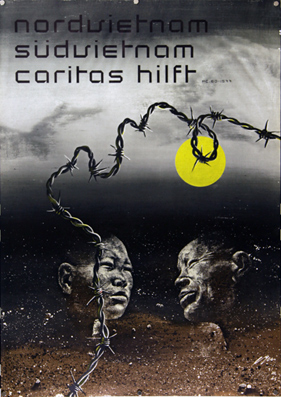 Plakat - Nordvietman - Südvietnam - Caritas hilft