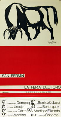 Plakat - San Fermin - Feria del Toro - Pamplona San Fermin del 7 al 14 Julio 1968