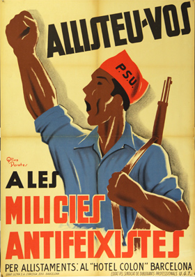 Plakat - Allisteu-vos. A les Milicies antifeixistes