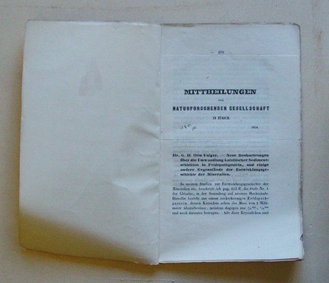 Neue Beobachtungen über die Umwandlung kalzitischer  Sedimentschichten in Feldspathgestein, und einige andere Gegenstände der Entwicklungsgeschichte der Mineralien.