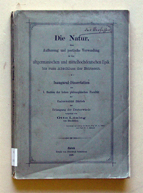 Die Natur, ihre Auffassung und poetische Verwendung in der altgermanischen und mittelhochdeutschen Epik bis zum Abschluss der Blütezeit