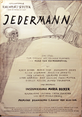 Plakat - Jedermann Freilichtspiele Kirchplatz St. Peter, ab 5. August 1954