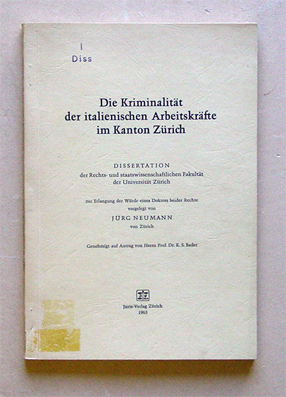 Die Kriminalität der italienischen Arbeitskräfte im Kanton Zürich.