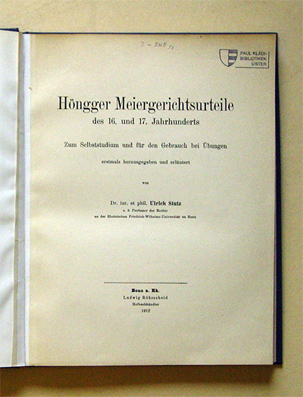 Höngger Meiergerichtsurteile des 16. und 17. Jahrhunderts