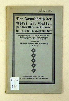 Der Grundbesitz der Abtei St. Gallen zwischen Rhein und Limmat im 13. und 14. Jahrhundert