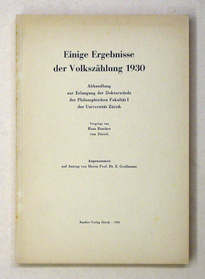 Einige Ergebnisse der Volkszählung 1930