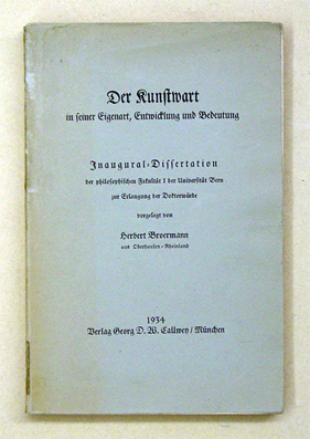 Der Kunstwart in seiner Eigenart, Entwicklung und Bedeutung