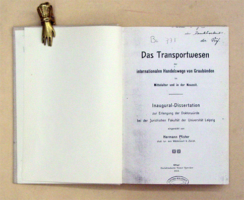 Das Transportwesen der internationalen Handelswege von Graubünden im Mittelalter und in der Neuzeit