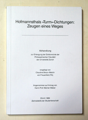 Hofmannsthals «Turm»-Dichtungen: Zeugen eines Weges