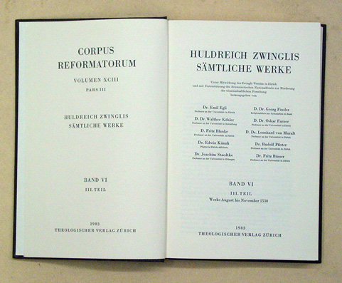 Huldreich Zwinglis Sämtliche Werke. Bd. VI, III. Teil: Werke August bis November 1530