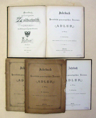 Jahrbuch des Heraldisch-genealogischen Vereines Adler I-III, V Jg. (4 Bde.)
