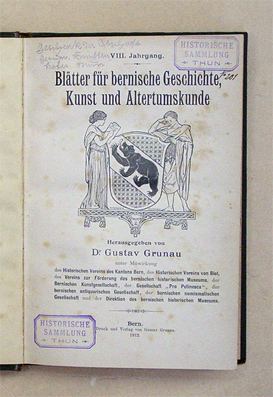 Blätter für bernische Geschichte, Kunst und Altertumskunde