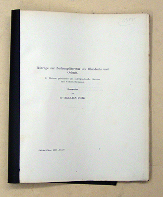 Beiträge zur Zuckungsliteratur des Okzidents und Orients. II. Weitere griechische und aussergriechische Literatur und Volksüberlieferung.