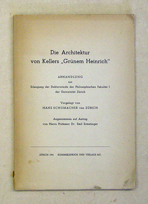 Die Architektur von Kellers «Grünem Heinrich»