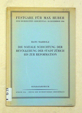 Die soziale Schichtung der Bevölkerung der Stadt Zürich bis zur Reformation